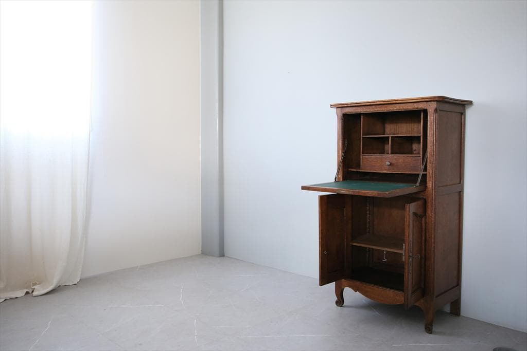 英国アンティーク猫脚ライティングビューロー/木製机/収納式デスク(90-65)