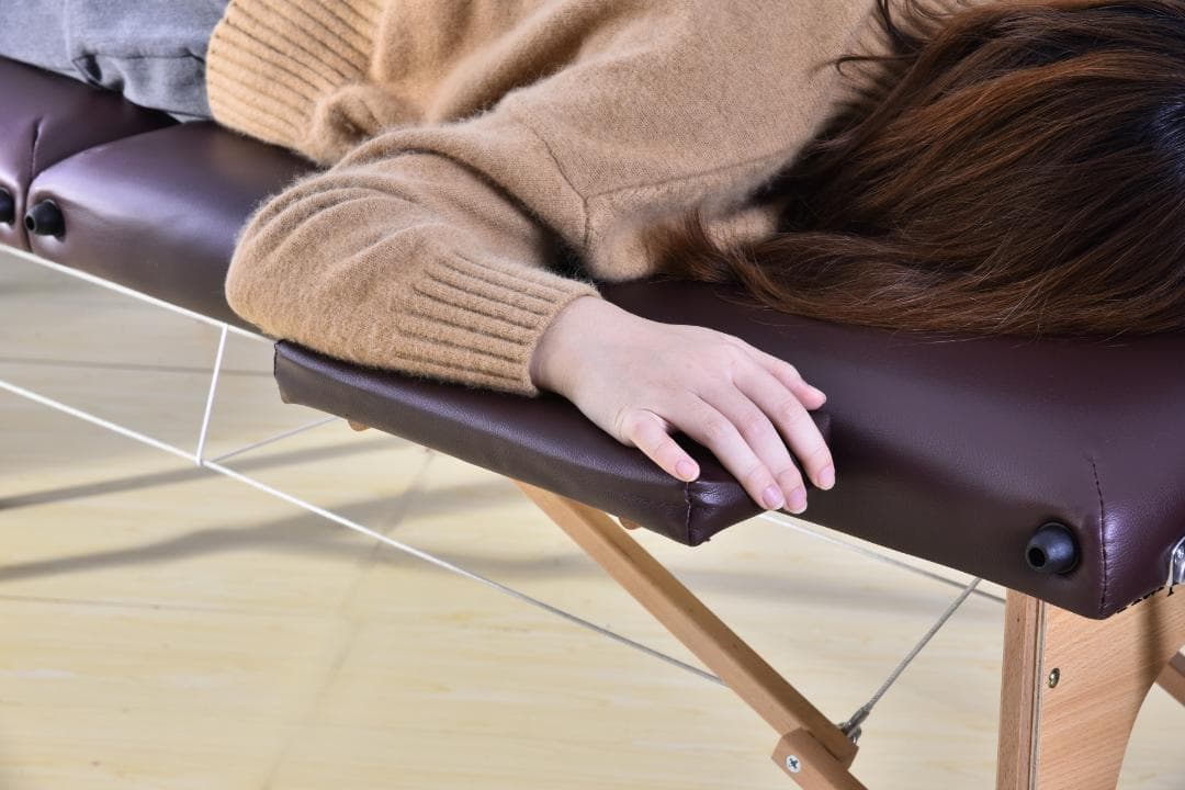 ブラウンマッサージベッド 折りたたみ コンパクト超軽量エステベッドマッサージ台