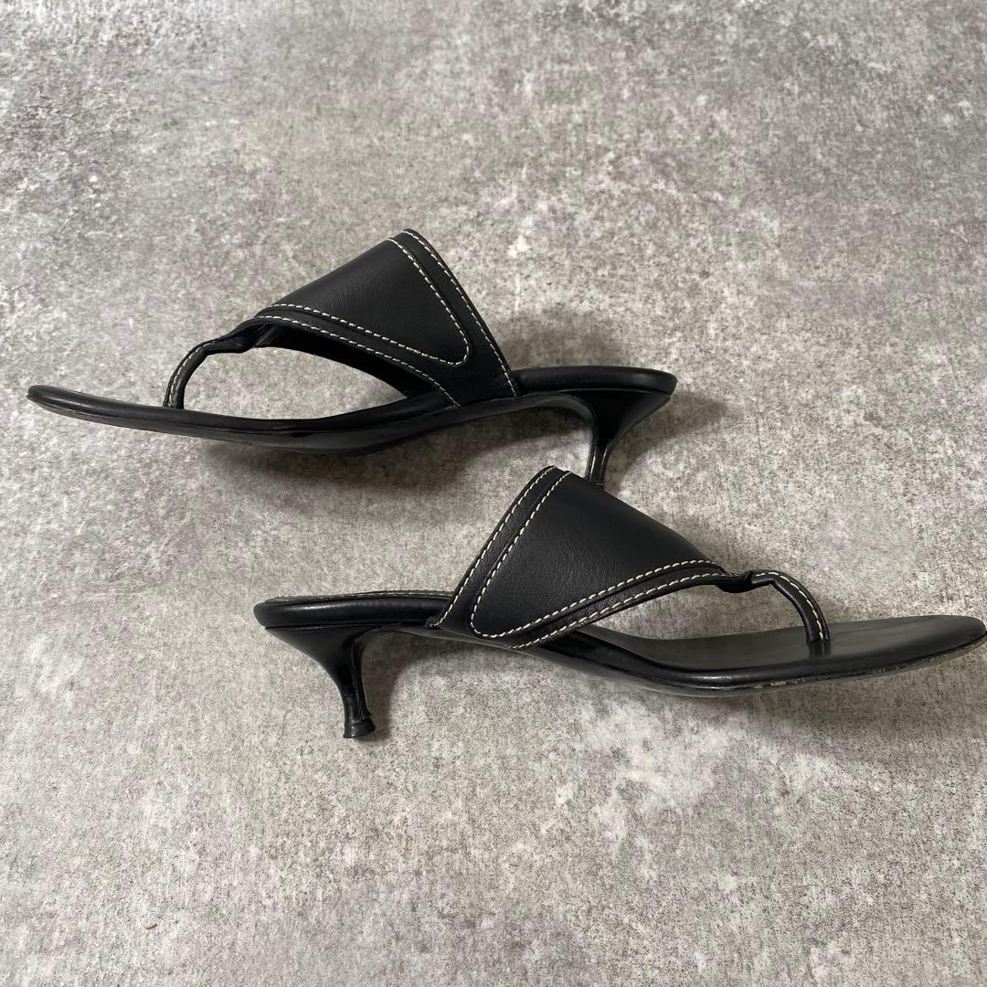 美品　CELINE セリーヌ　サンダル　フラット　ブラック 黒　レザー 25cm