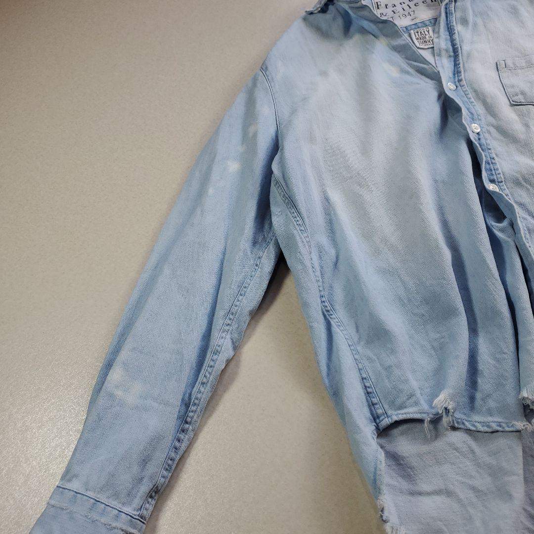 つっつん　フランクアンドアイリーン　デニムシャツ ダメージ加工 スキッパー