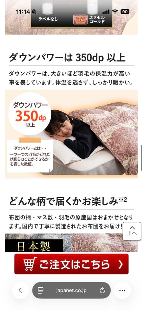 エクセルゴールド ダウン掛け布団 セミダブル