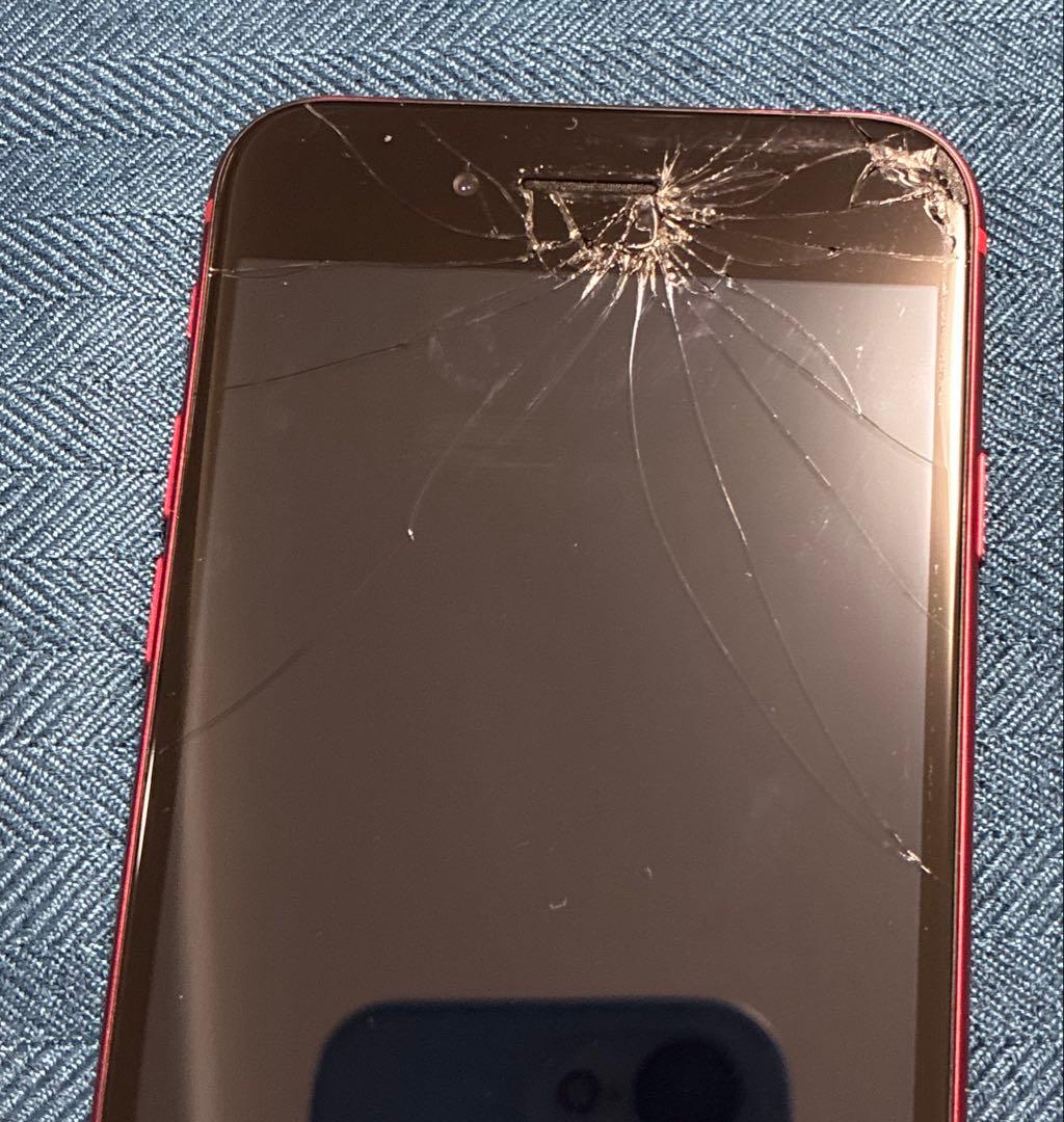 iPhone se2(128GB) 画面ワレあり　バッテリー非純正　レッド