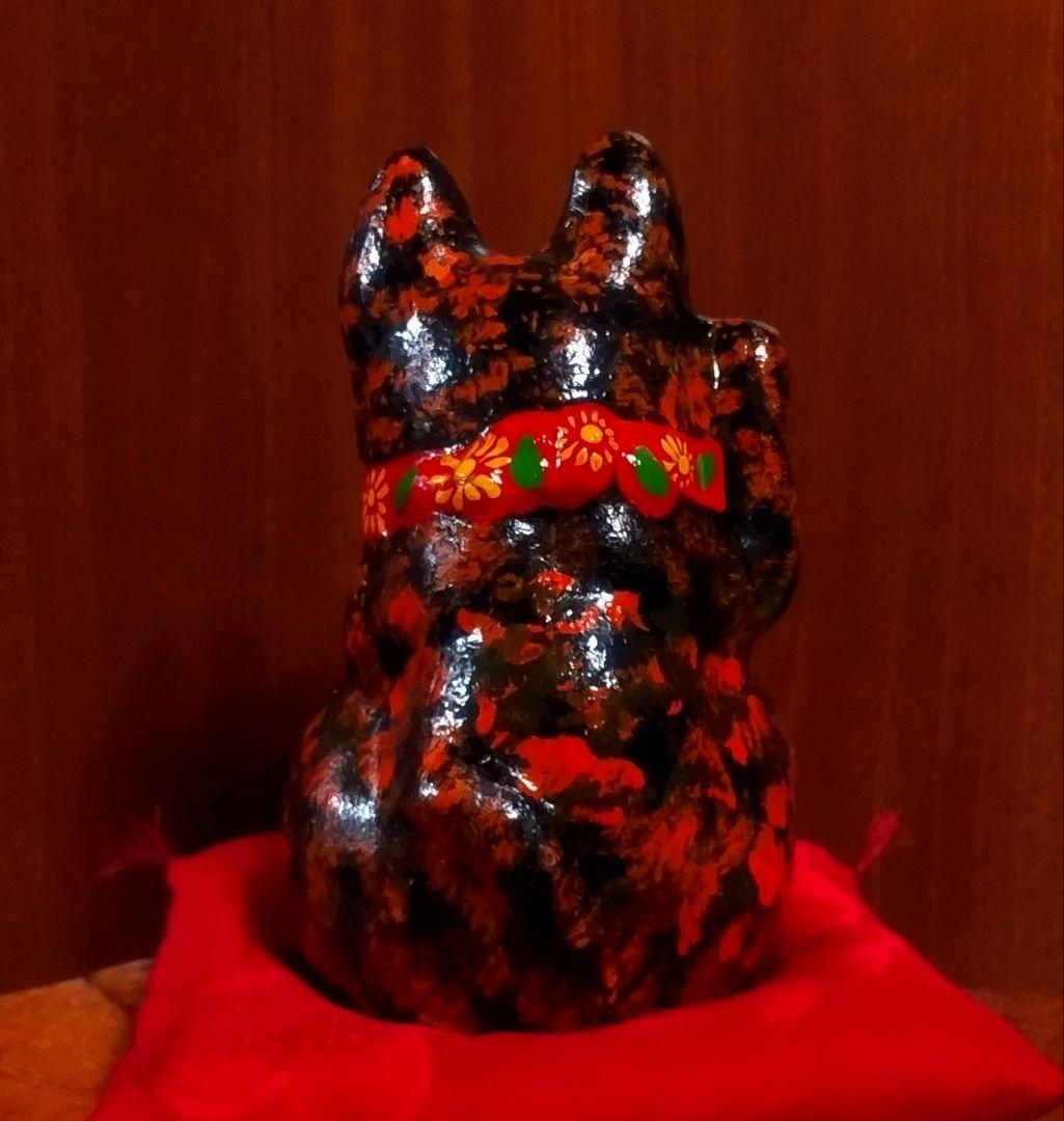 三河招き猫 親子猫 サビ猫＆クロ猫２点セット 土人形 美品