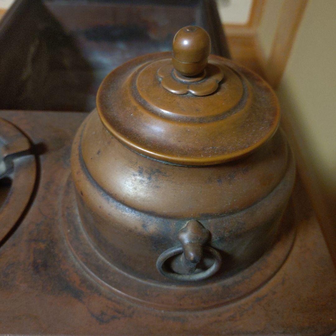 木製長火鉢 燗銅壺付 昭和レトロ 古民家 古道具 骨董品 おまけ火箸・煙管・灰掻