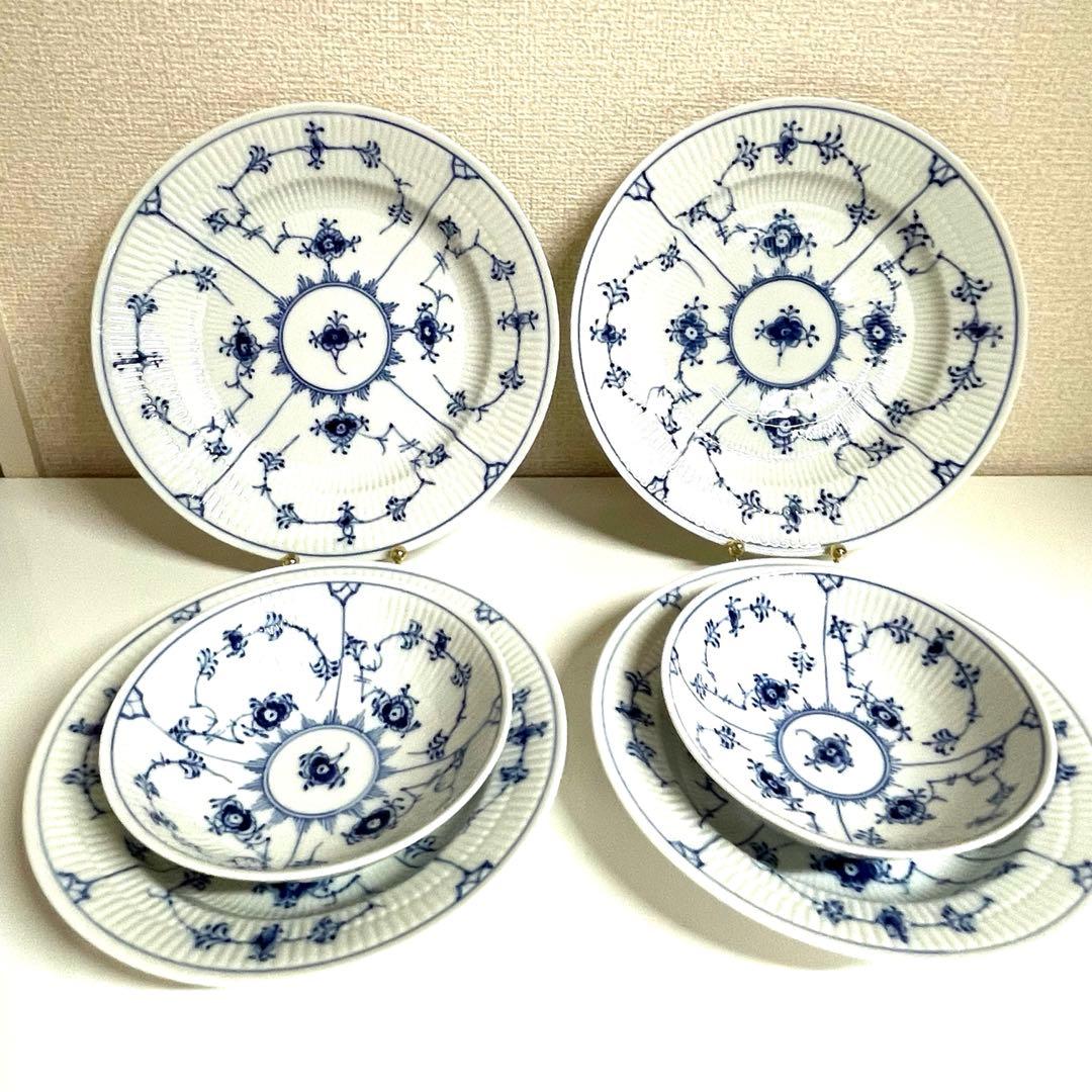 【美品3セット】ロイヤルコペンハーゲン ブルーフルーテッド プレイン3セットx2