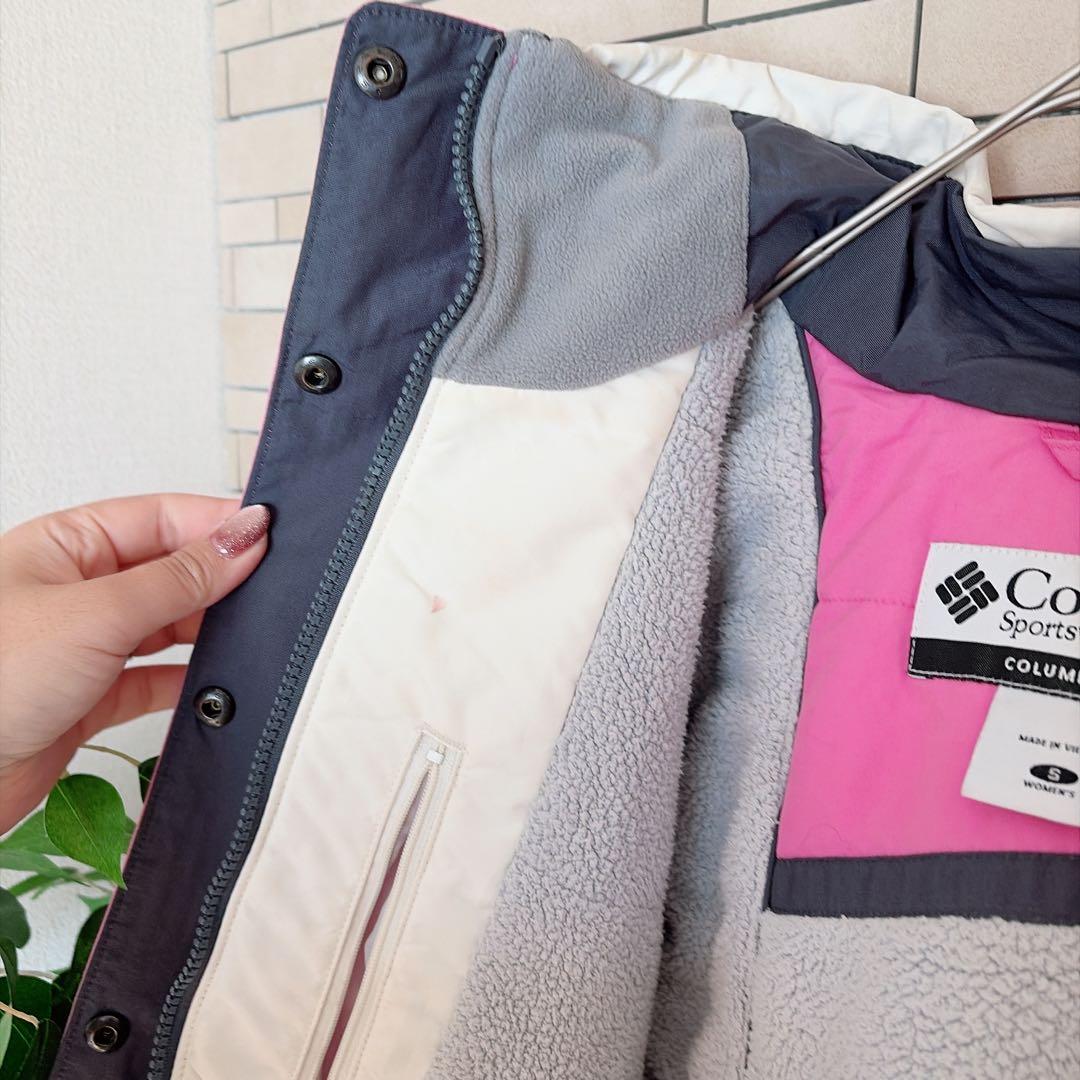 コロンビア スノーウェア S ピンク チェック 上下セットアップ オムニテック