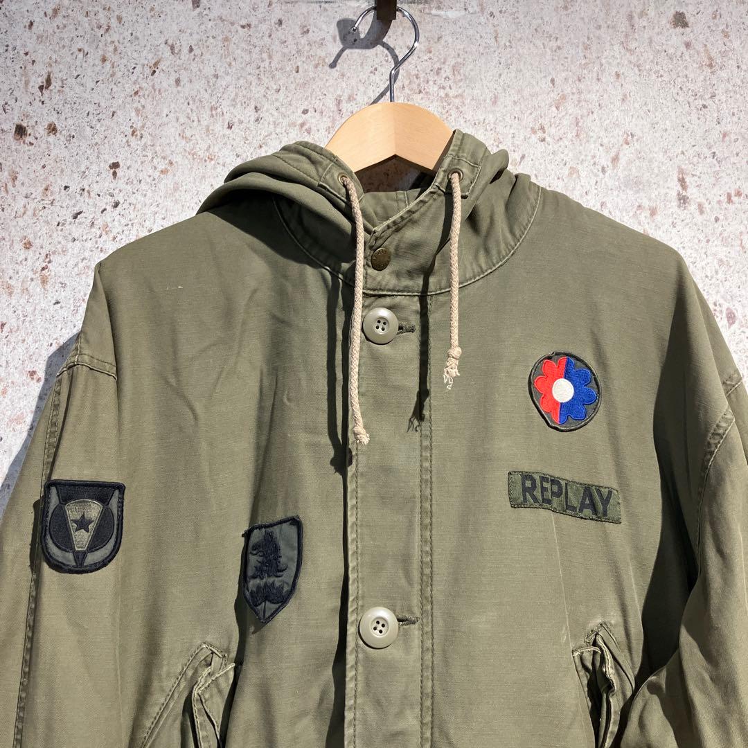 REPLAY モッズコート カーキ　ミリタリー　リプレイ　ユニオンジャック　刺繍