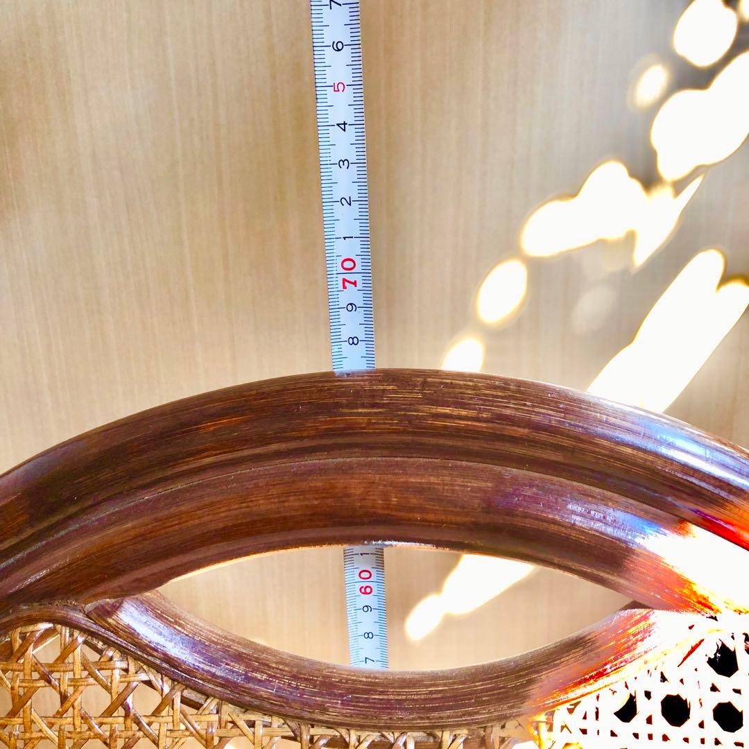 回転椅子ラタンチェア 籐 アジアンヴィンテージ アンティーク木製ブラウン 麻