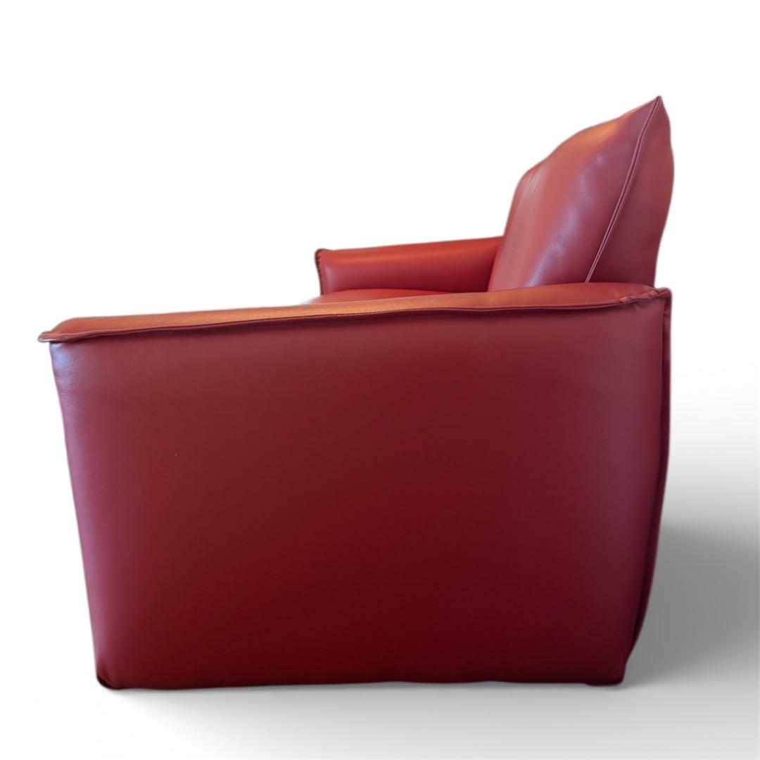 【美品】赤色 レザー調 3人掛けソファ 引き取り限定 大阪府岸和田市