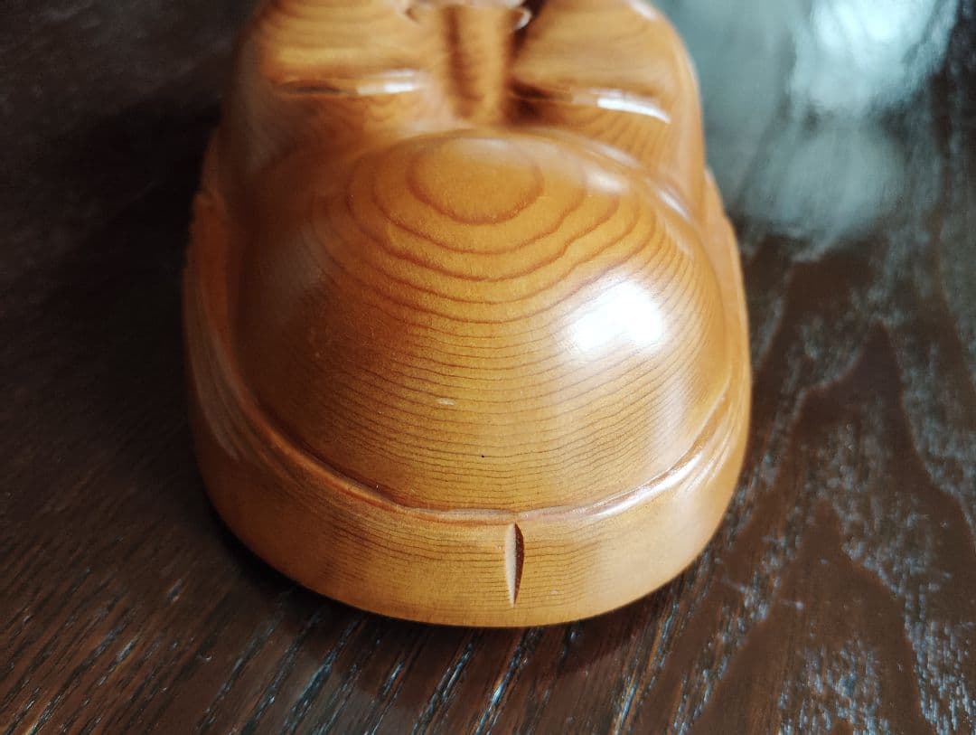 木製面　おかめ 　お多福　お福　木彫り　頬ぷっくり　鼻ぺちゃ　 エクボが可愛い面
