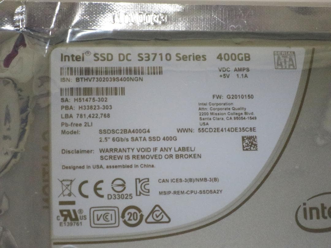 新品未開封 Intel SSD DC S3710 Series 400GB