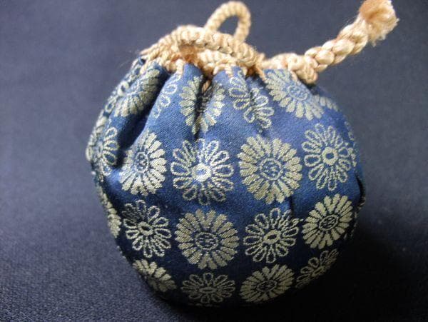 茄子茶入 仕覆付 「陶吉」 仕覆付（万葉花文） 茶道具 古美術