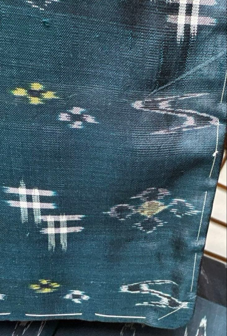 琉球絣　青緑　しつけ付き