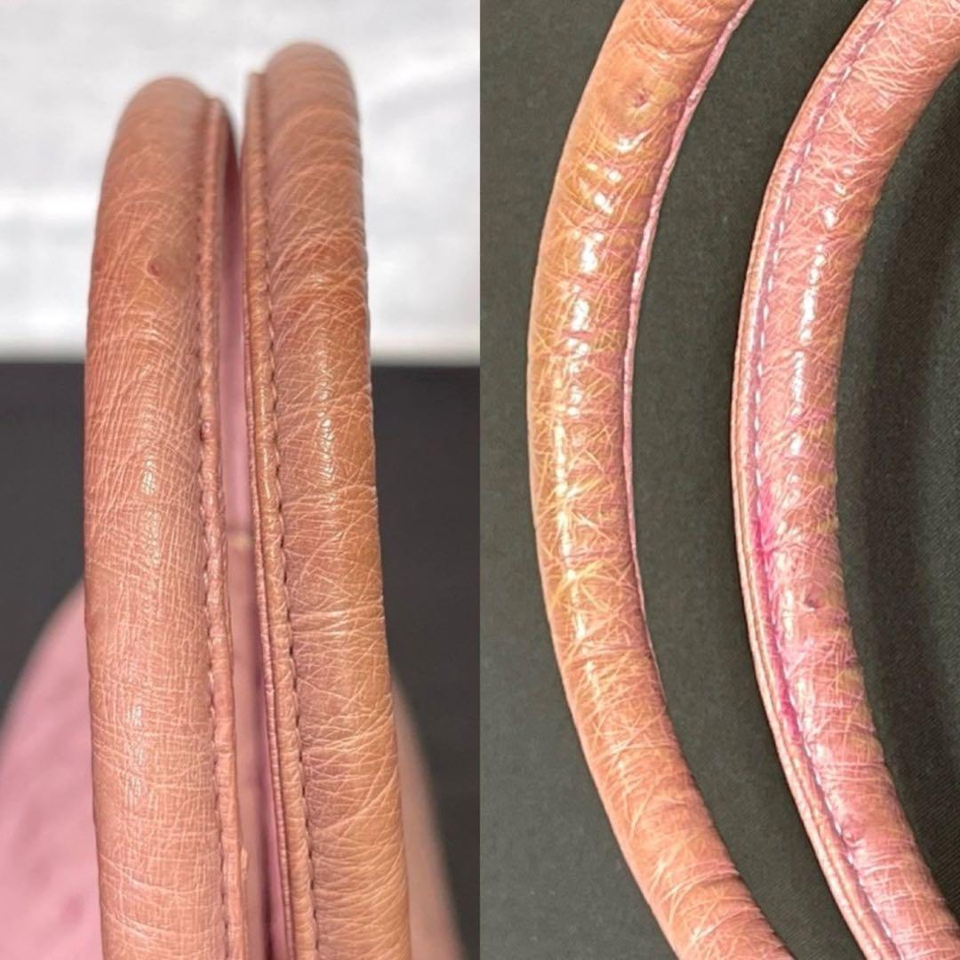 専用品HAMANO 濱野皮革工藝 オーストリッチ ダスティピンク ハンドバッグ