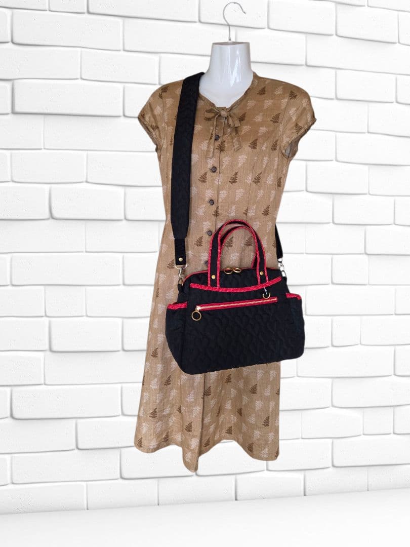 緑新　ボストン型ショルダーバッグ(M)　ハンドメイド