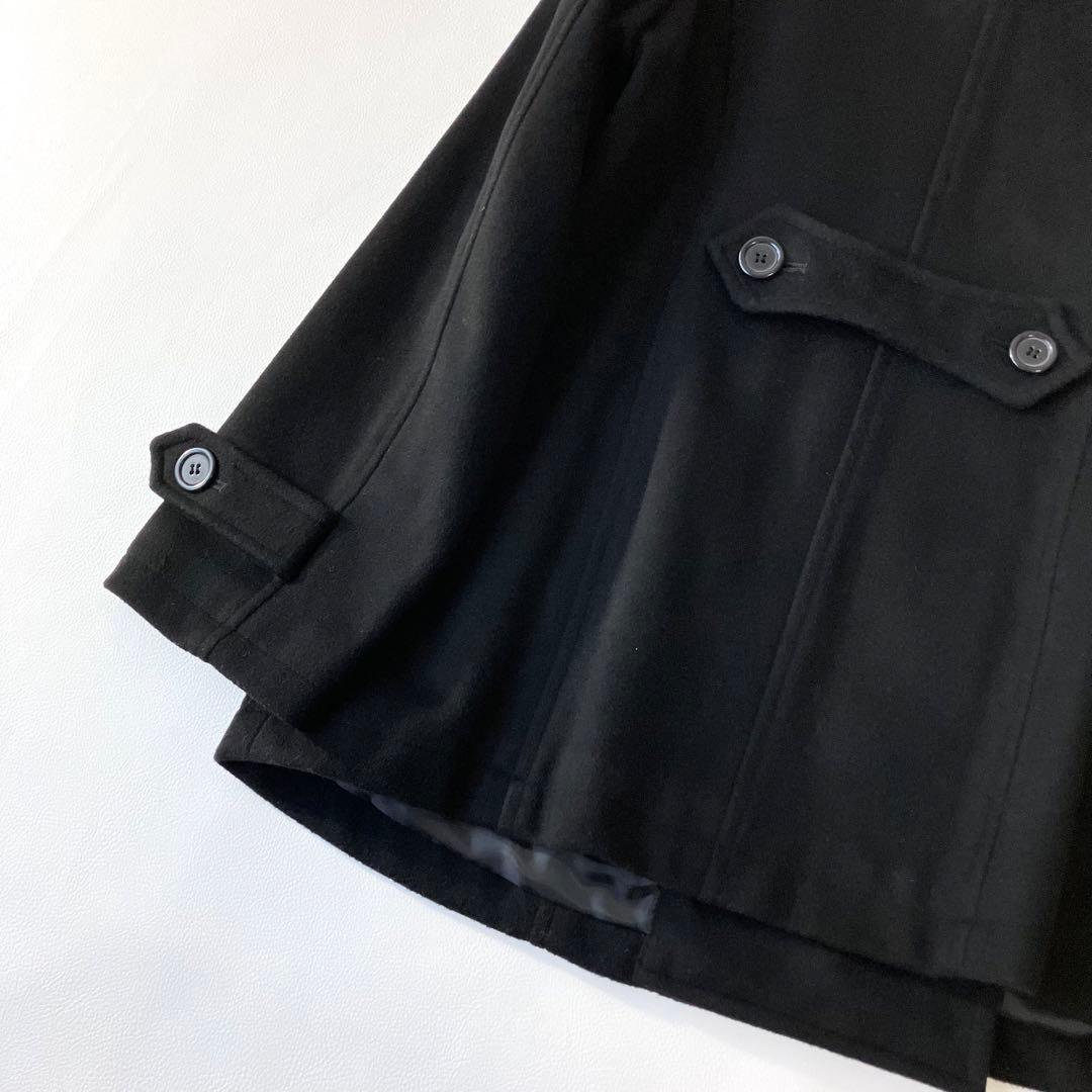 極美品 ウールコート Pコート 大きいサイズ 15号 ブラック 黒 定価3万円程