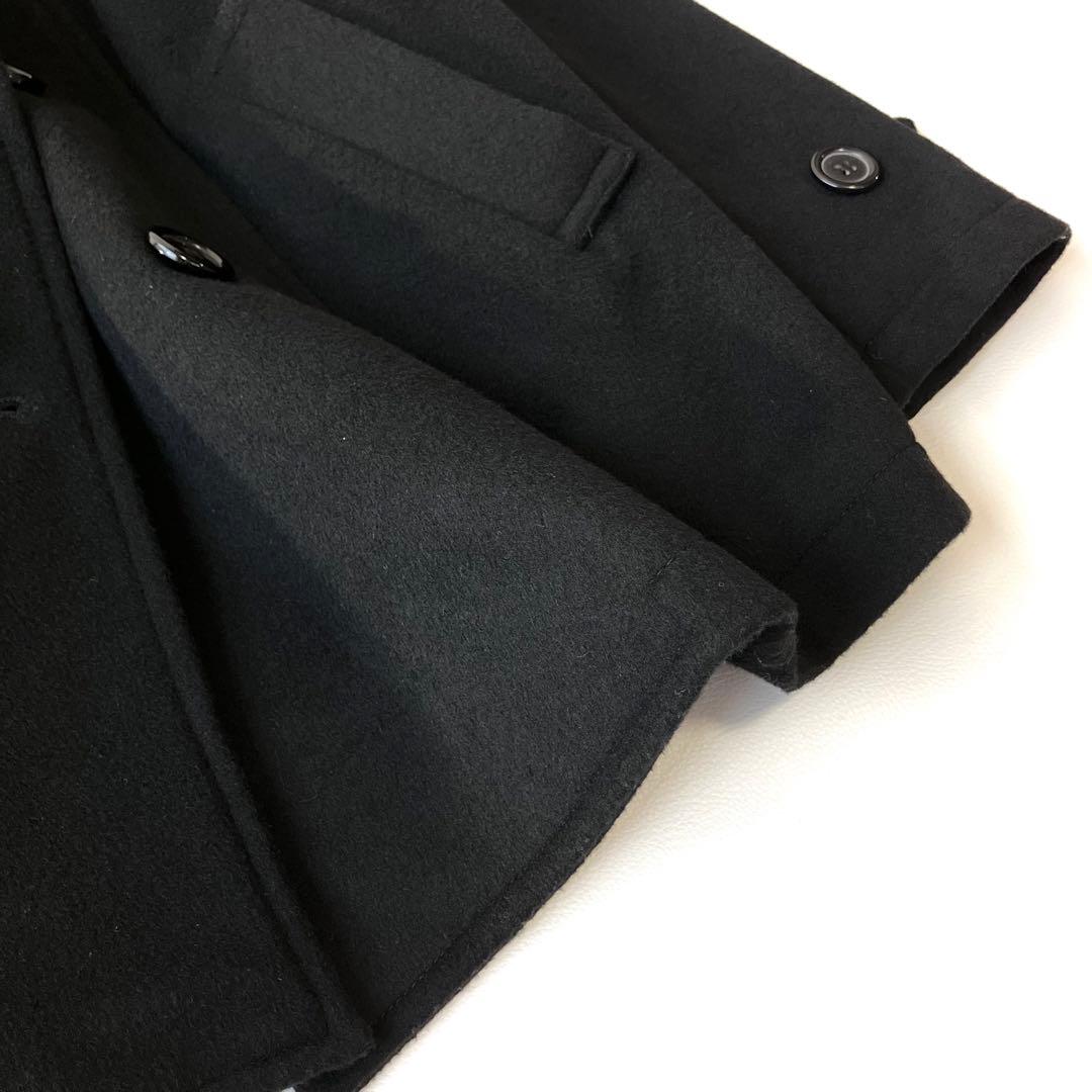 極美品 ウールコート Pコート 大きいサイズ 15号 ブラック 黒 定価3万円程