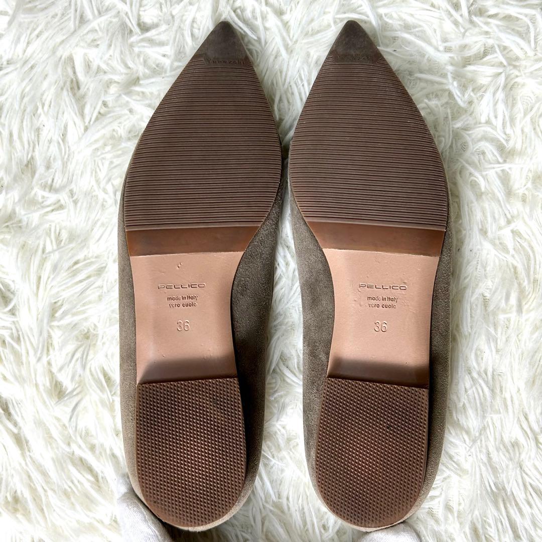 【美品】ペリーコ アネッリ クロコ型押し フラットシューズ スエード 36