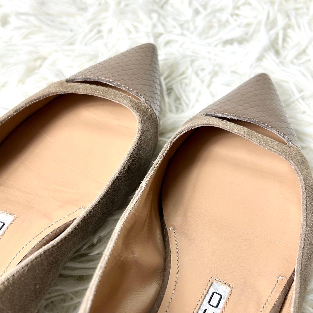 【美品】ペリーコ アネッリ クロコ型押し フラットシューズ スエード 36