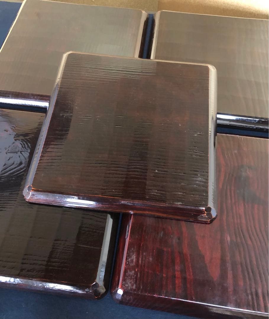 《R》伝統工芸 讃岐彫 四方膳5客 讃岐盆 銘々膳 刳抜　260205く5