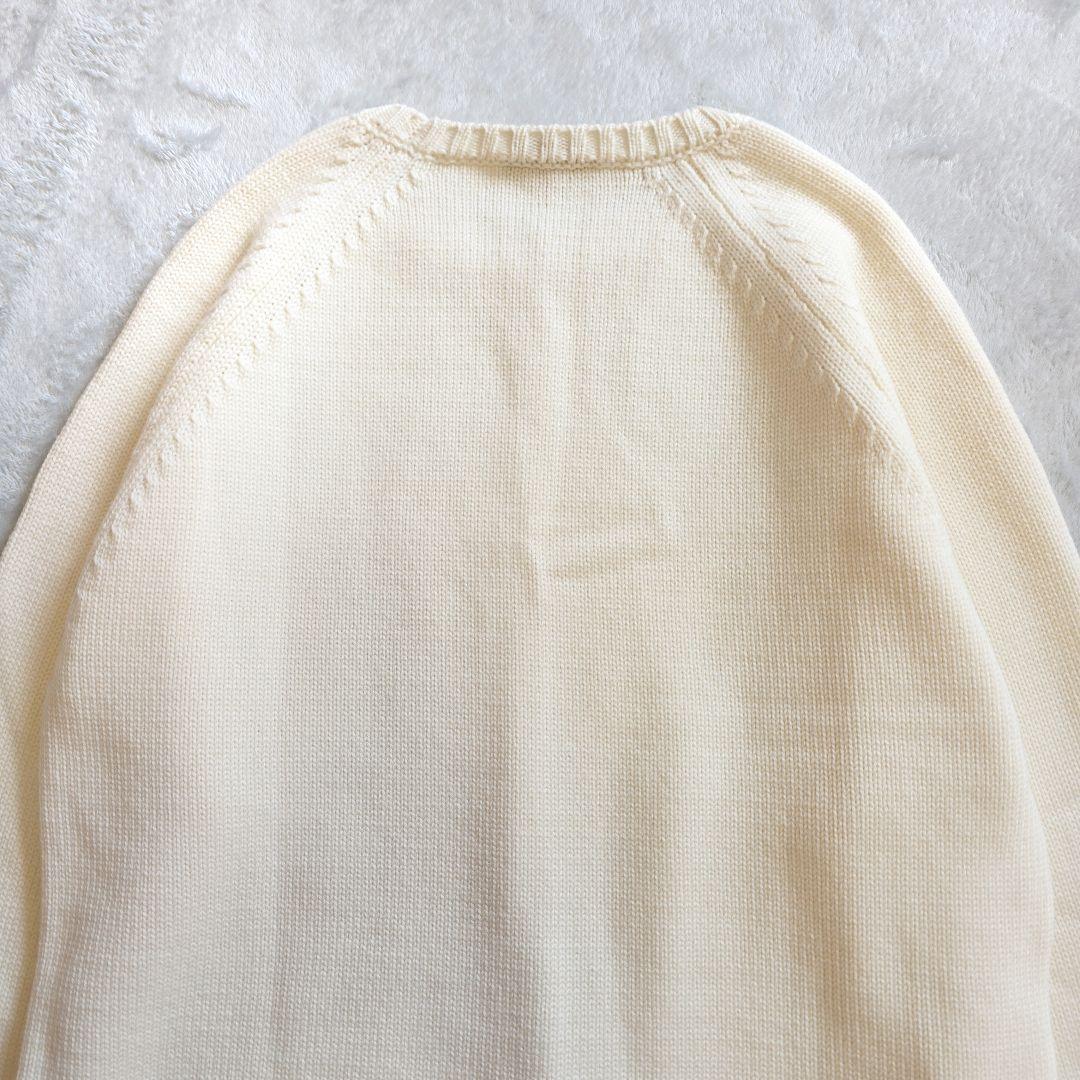 美品 ZANONE ラグランスリーブ アイボリー セーター 50 クルーネック