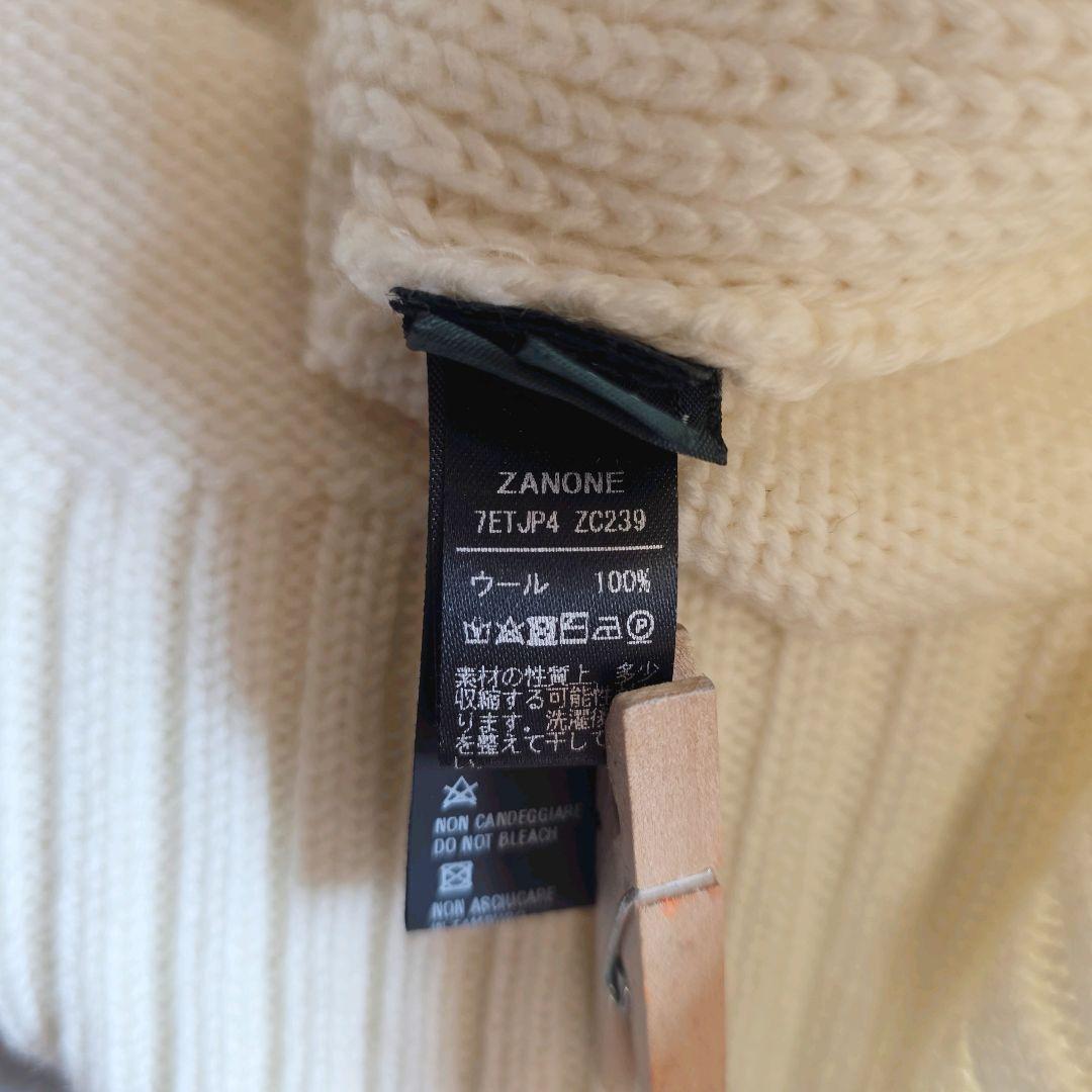 美品 ZANONE ラグランスリーブ アイボリー セーター 50 クルーネック