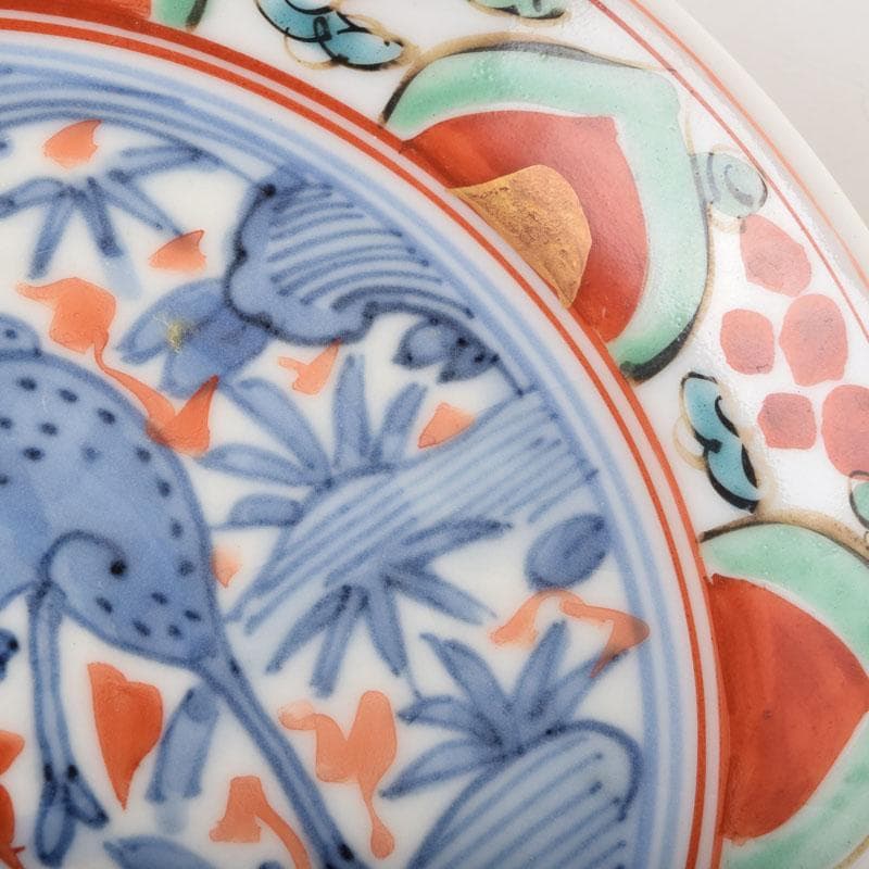 中国　赤絵　花鳥神獣文　小皿　四客　C　9087