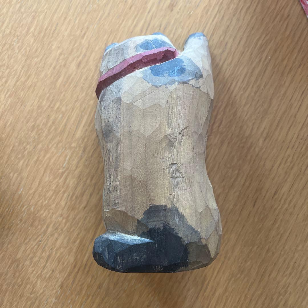 松田一戯　木彫り　招き猫　1989年