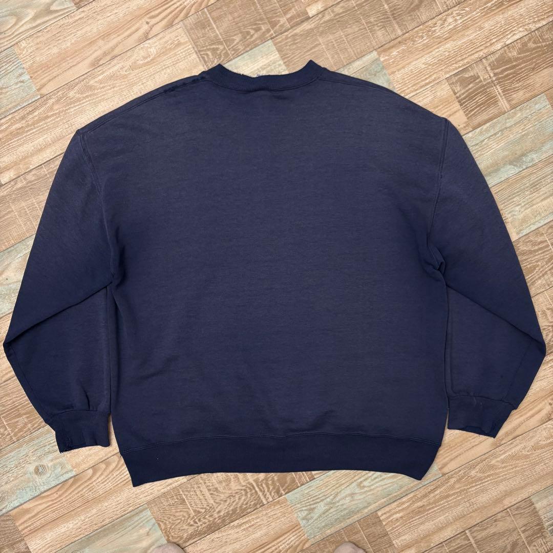 USA製 ラッセル スウェット フェード ネイビー 無地 ブランク XL 前V