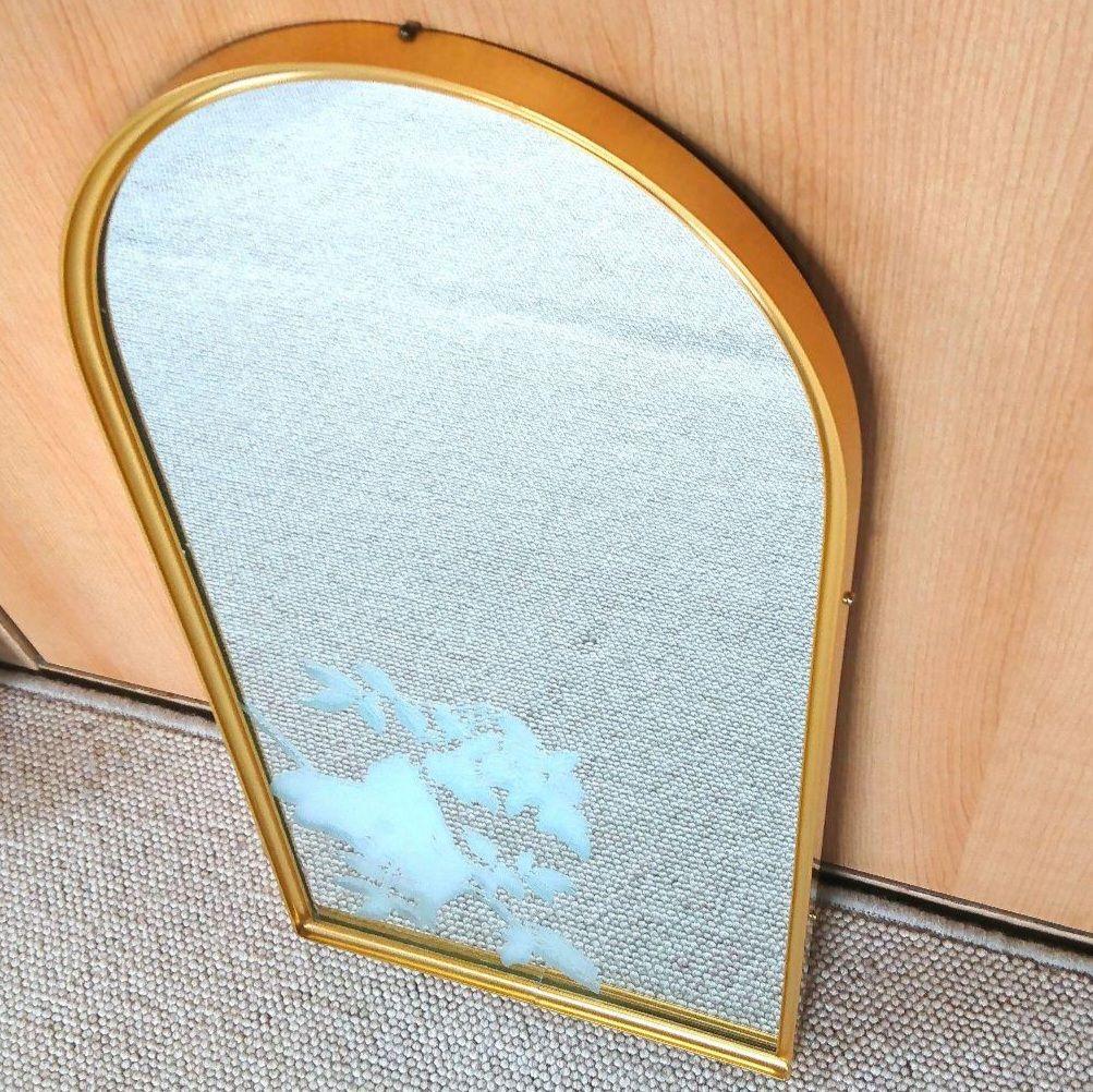 ウォールミラー ゴールド サンドブラスト 壁掛け鏡 アーチ 日本製