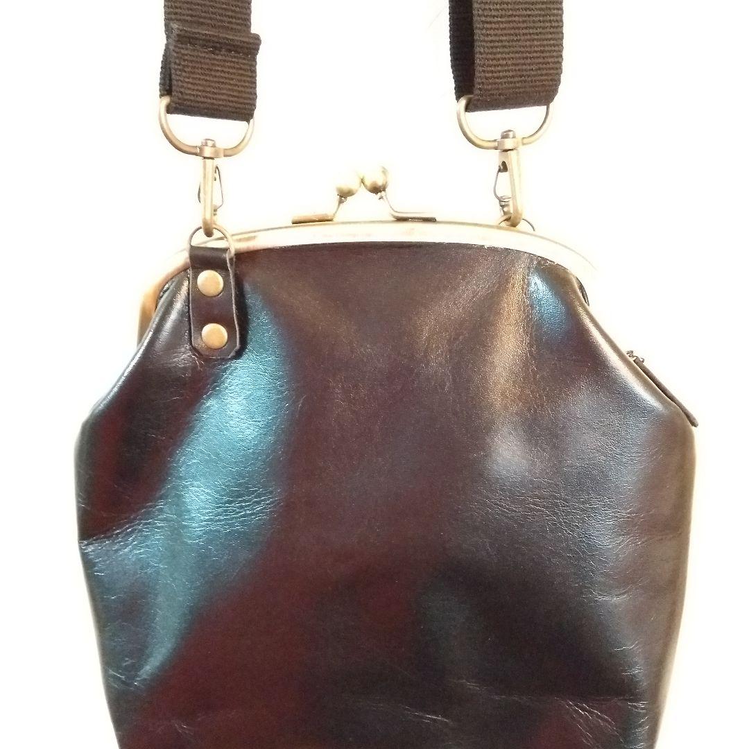 森のくまさん　柔らかい牛革使用のガマ口バック　レザー　バック　牛革　ガマ口