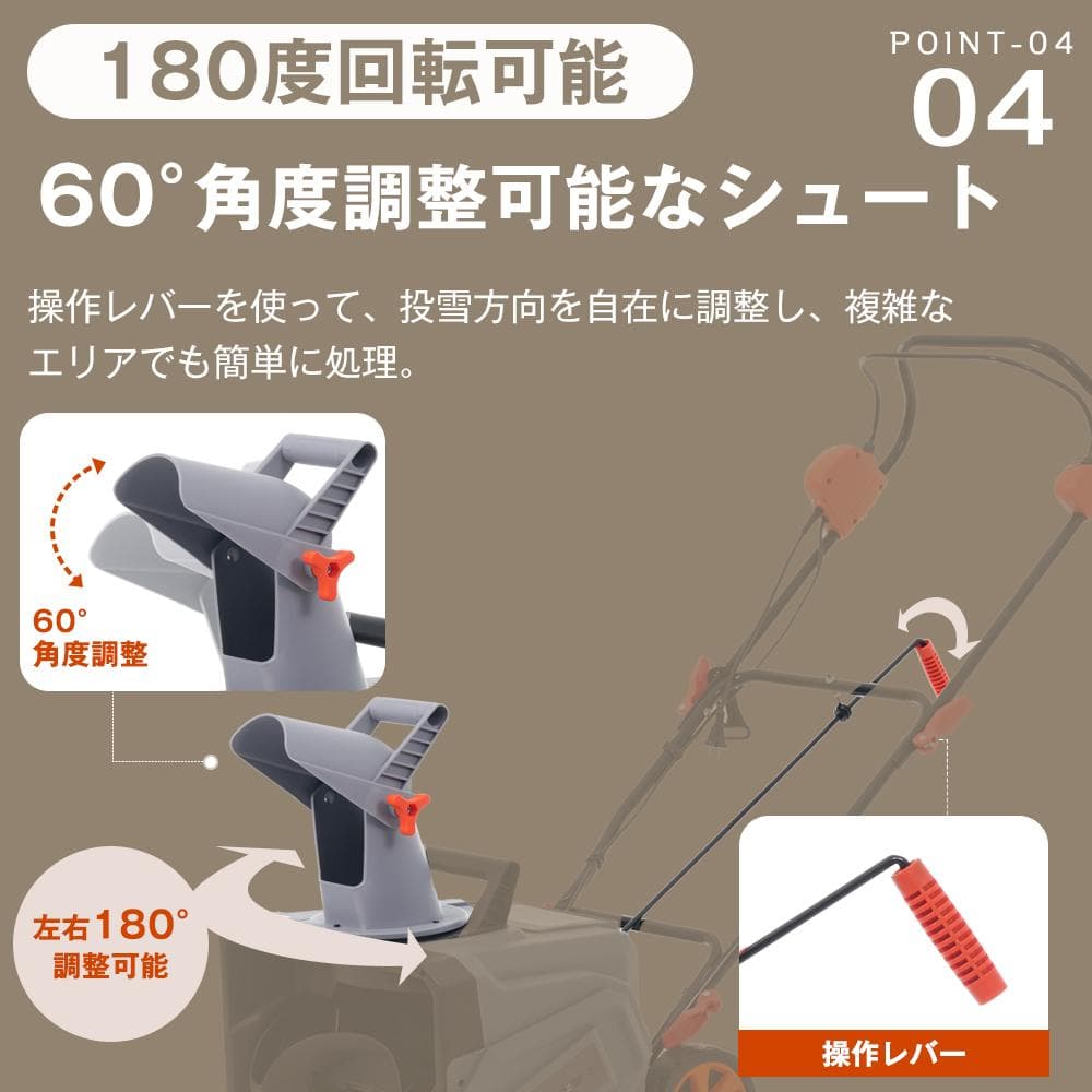 タイムセール！新作の大型除雪機　軽量　家庭用　除雪幅46cm高27cm　GREY