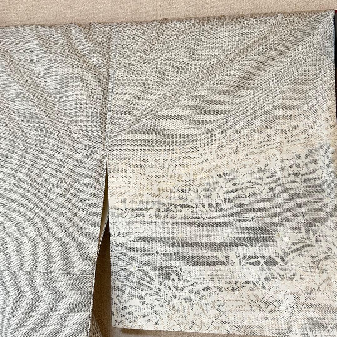 正絹　紬　付下　八掛　合わせ　ベージュ　青　緑　光沢　仕立て糸