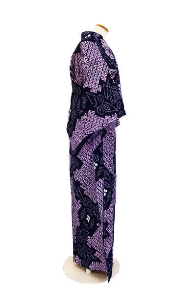 ★専用★未使用品 浴衣 有松絞り バチ衿 紺 花文 身丈163cm お洒落