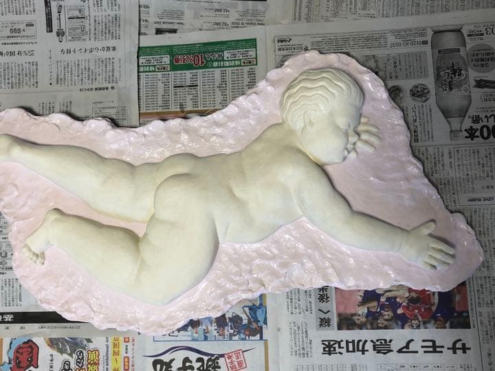 今村三郎作品[母と子] レリーフ石膏彫刻芸術 各10万円