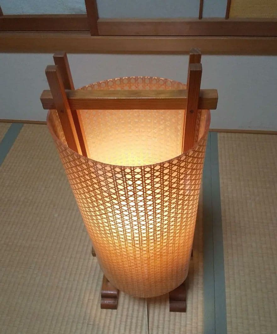 アンティークあんどん【和風竹細工の行燈】昭和レトロな照明器具