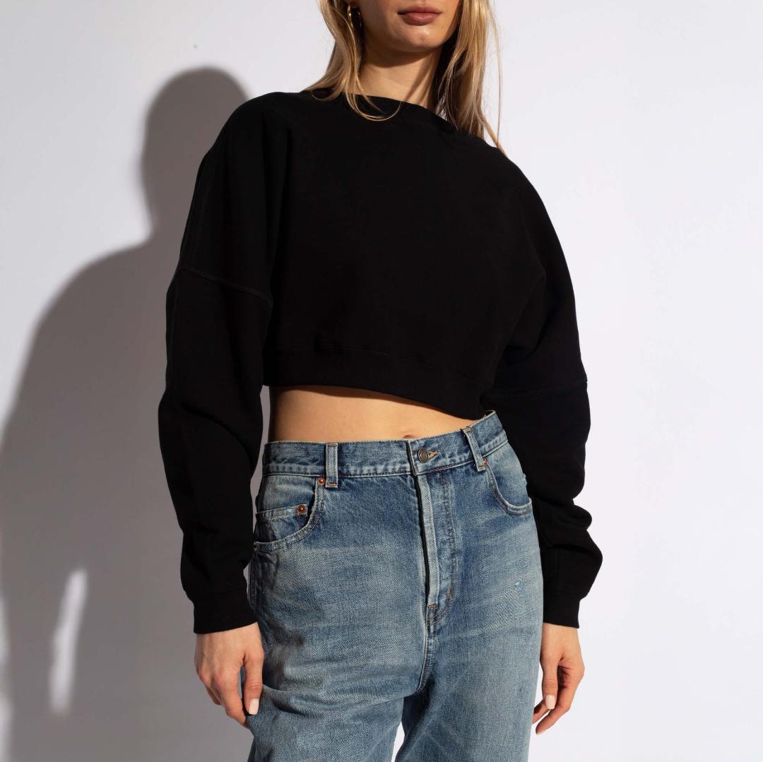 【2023AW】サンローラン クルーネック クロップド スウェットシャツ S