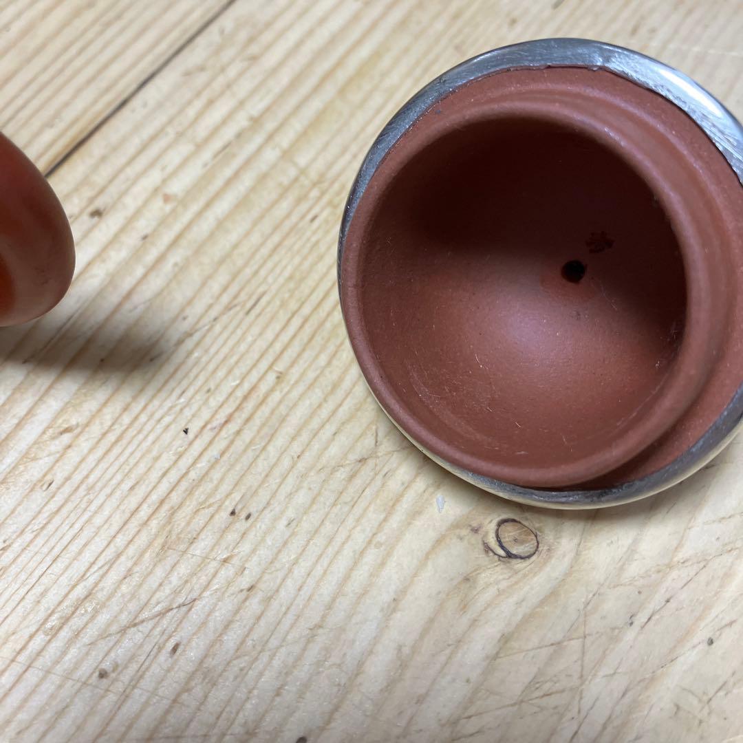 中国美術　紫粘土茶壺（急須の意）ピューター鋳