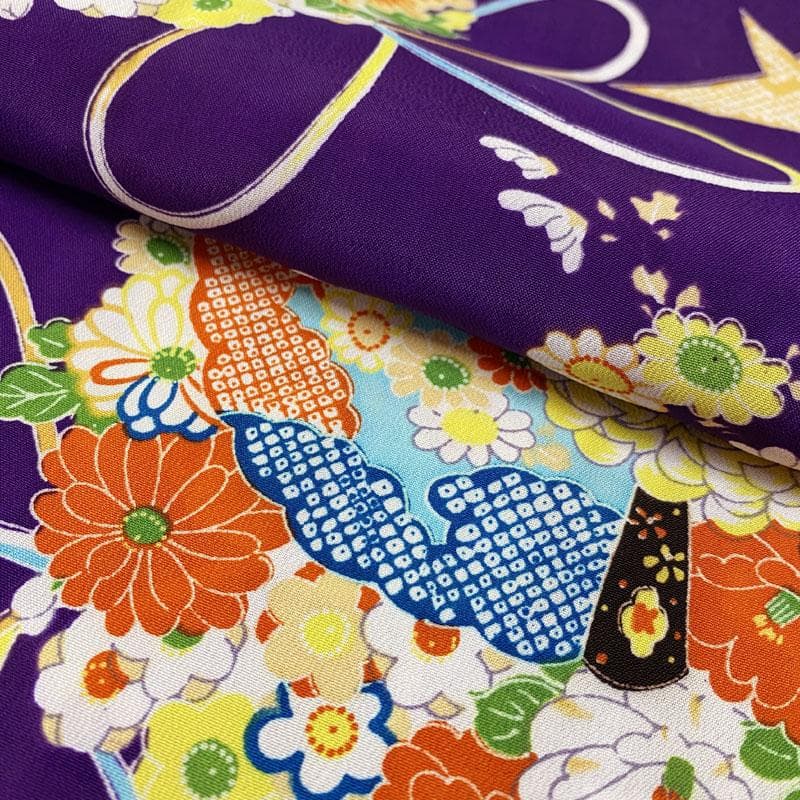 ◎504ag30◎七五三 三歳 女児 単衣着物&被布 セミアンティーク 紫◎