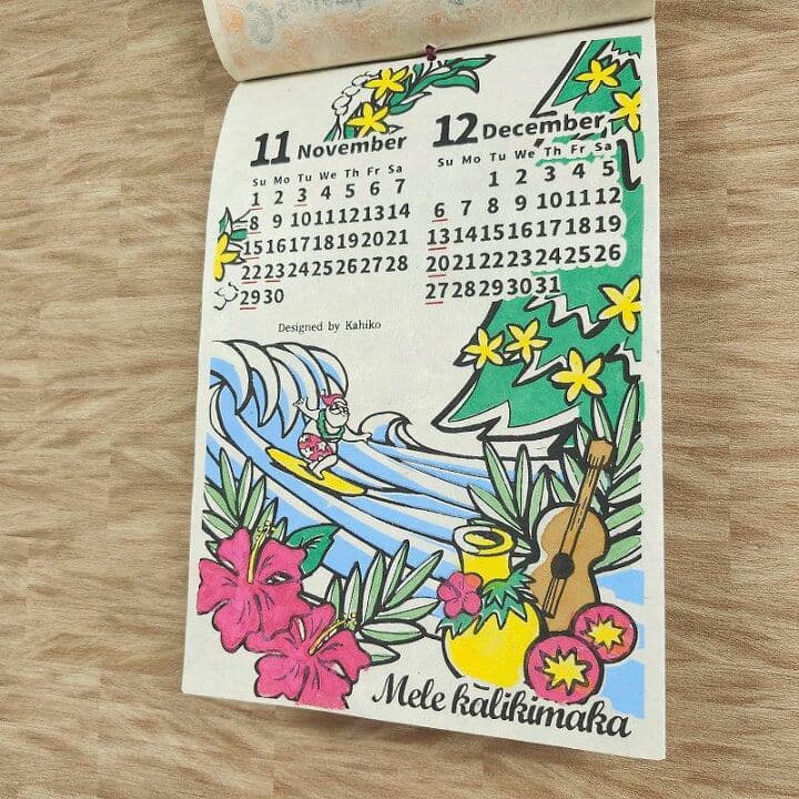 カレンダー】アロハ2025年 ハワイアン雑貨★ハンドメイド壁掛け手染め手すき紙