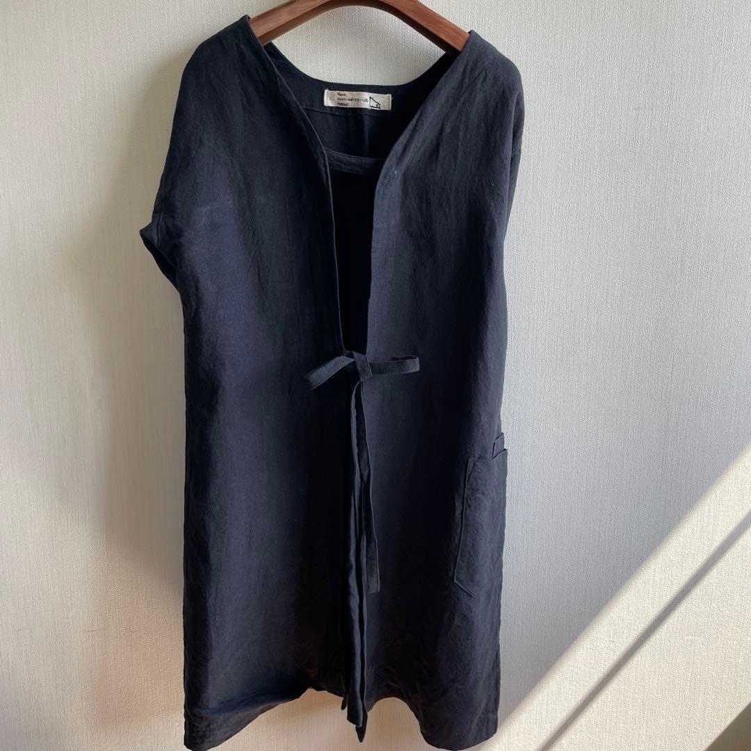 Kapok 割烹着2way ハウスワーキングコート1rd 濃紺　未使用