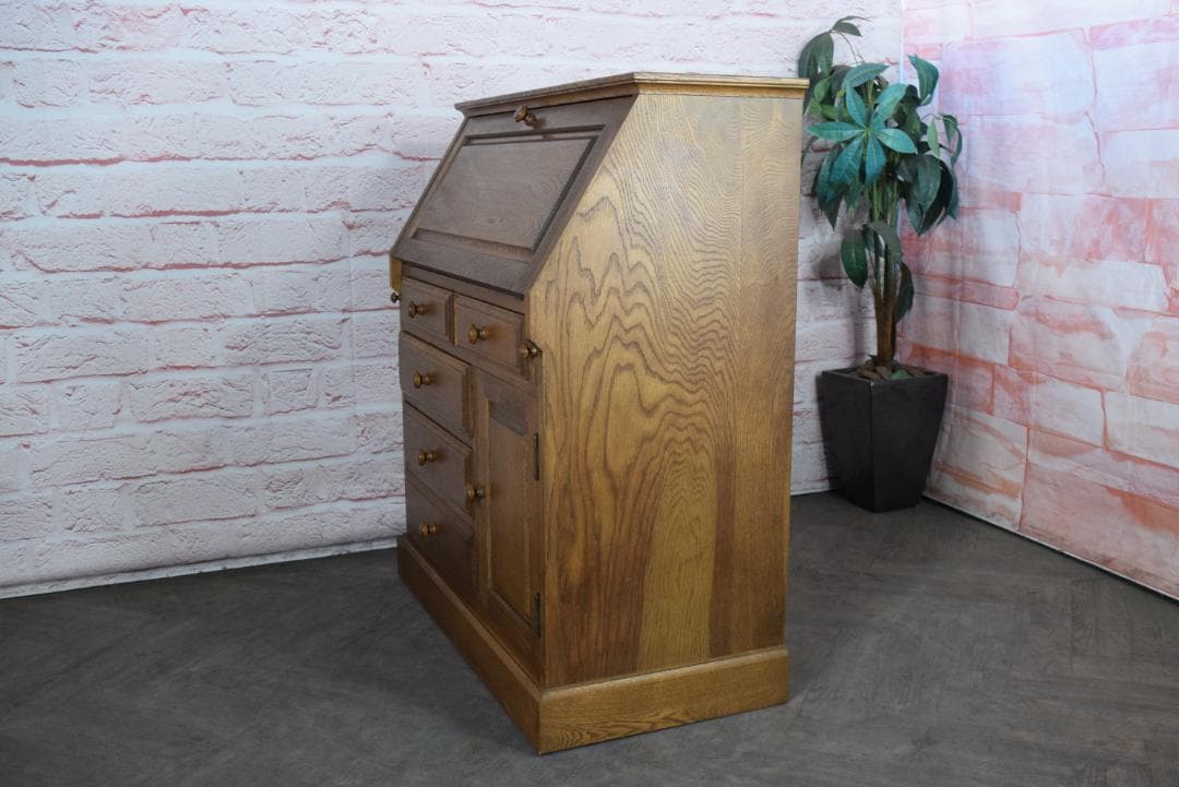 北海道旭川家具 和光 北海民芸 ライティングビューロー/デスク ナラ材