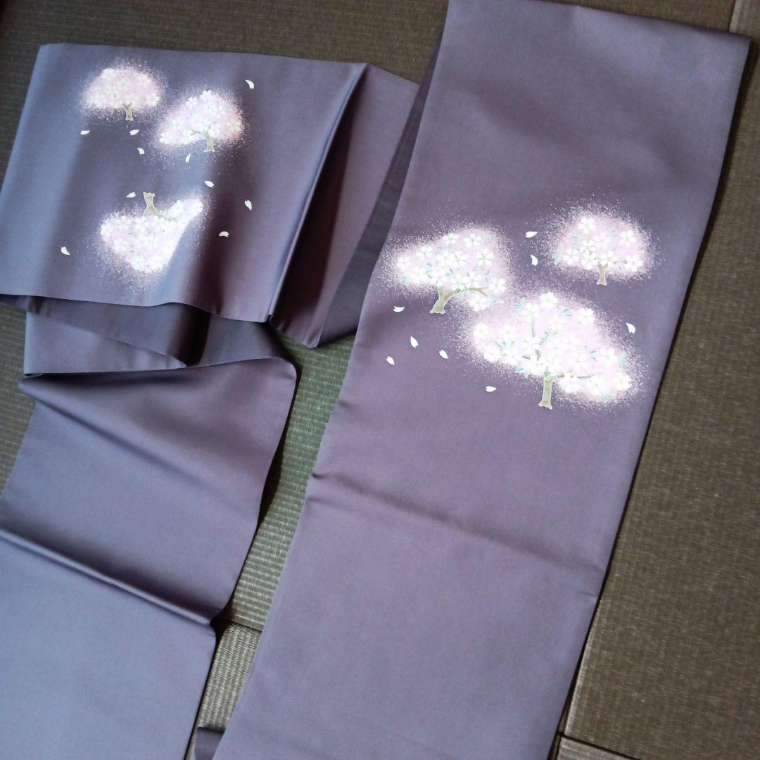 手描き友禅 工房さはこ　友禅作家　佐波古直明氏　九寸名古屋帯　夜桜