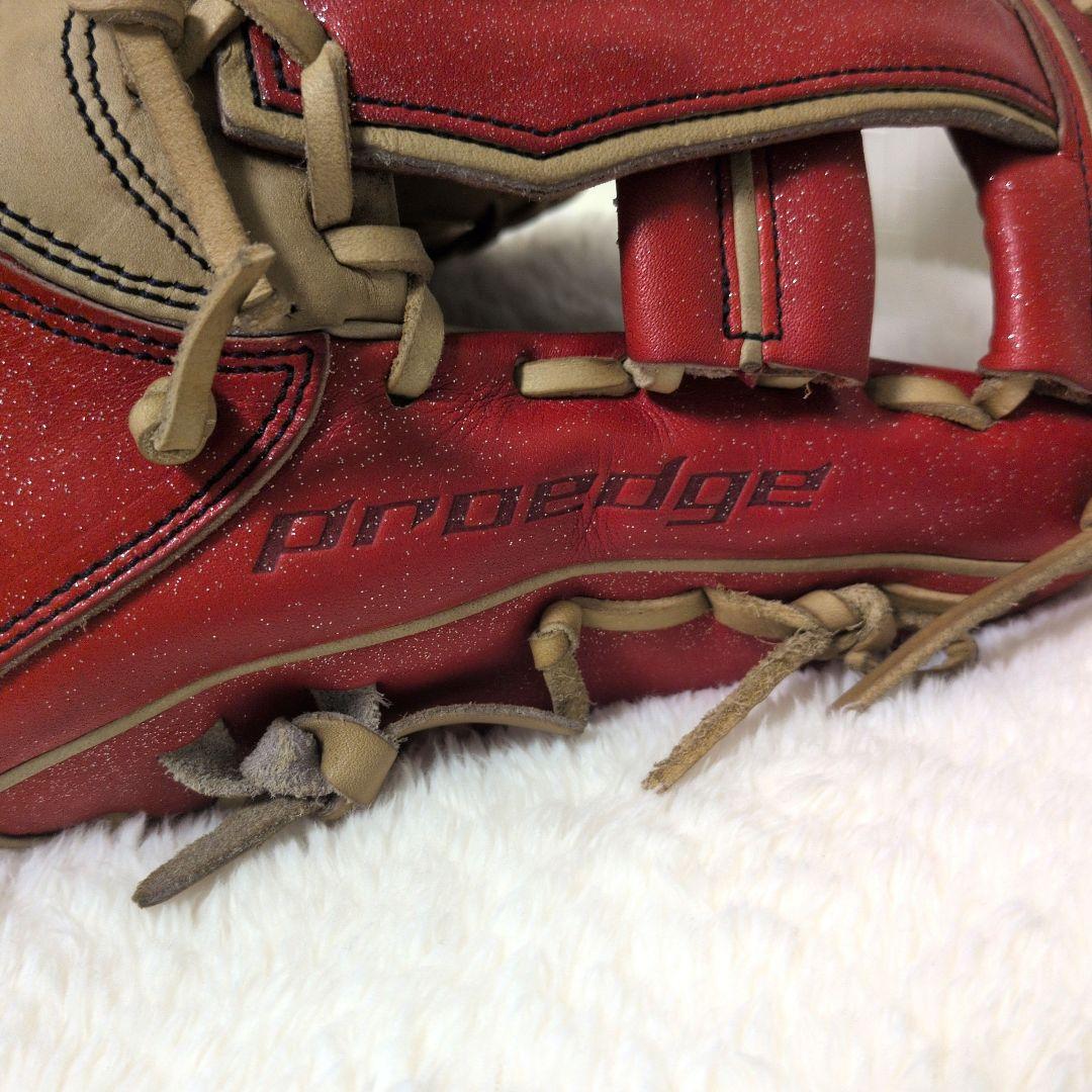即戦力♡SSK最高峰【プロエッジ 】軟式 内野手用 グローブ 赤ラメ×ベージュ