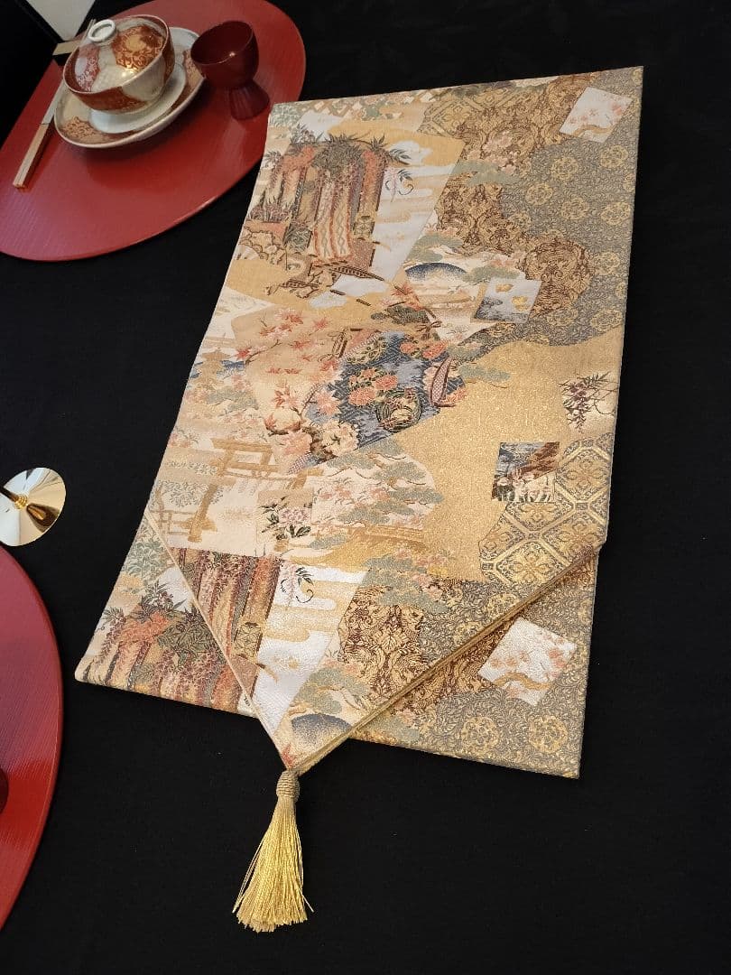 ルブの森★A739高級‼️ひな祭り‼️袋帯テーブルランナー2m15cm