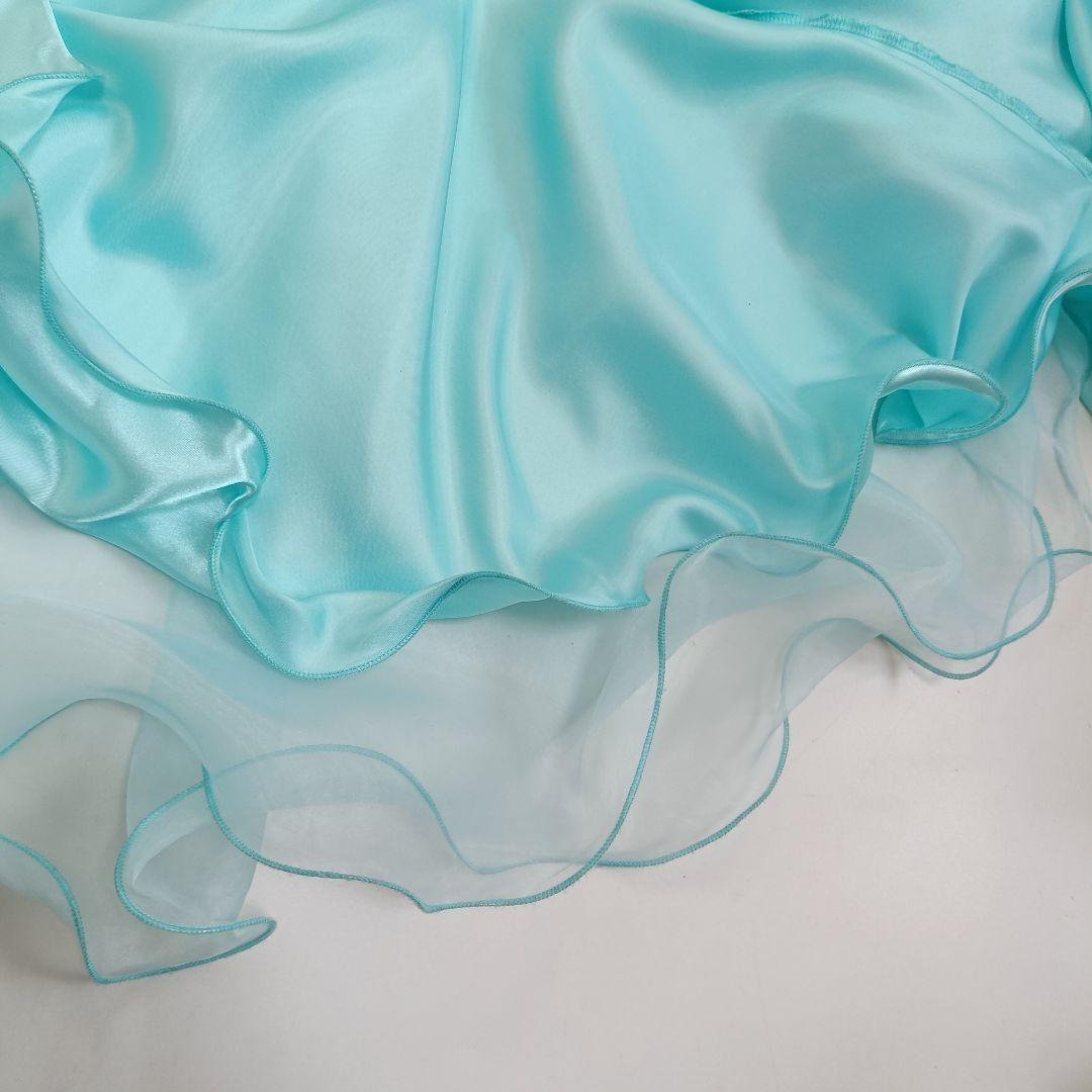 中国製 社交ダンス衣装 エメラルドグリーン レース ビジュー M インナー付