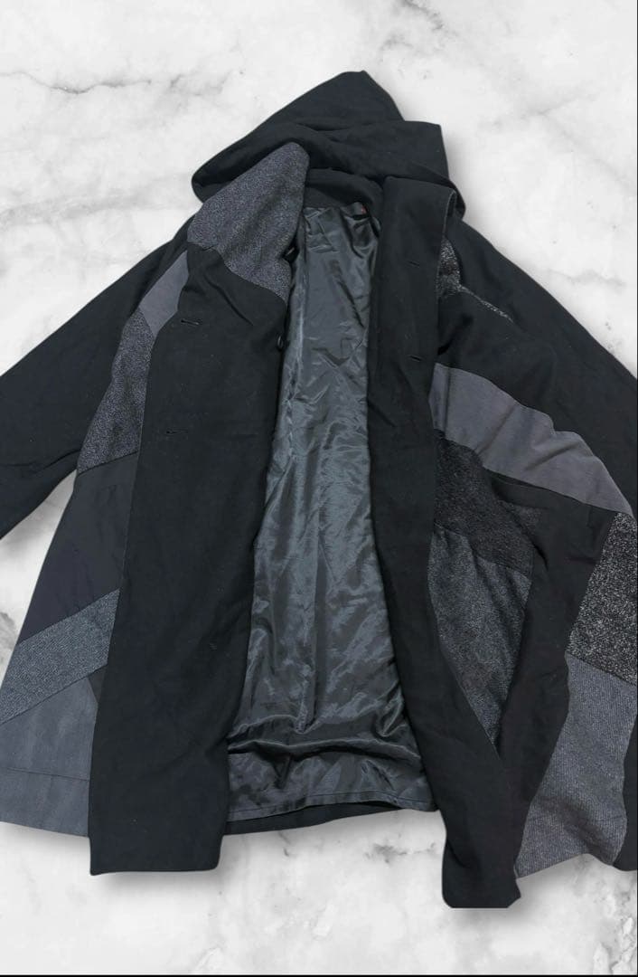 センソユニコ MOYURUパッチワーク コート ジャケット ブラック 異素材