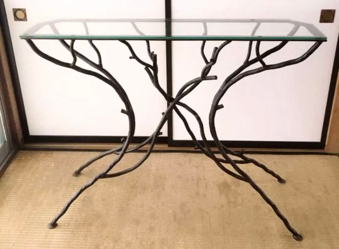 アイアン　テーブル　ガラス
