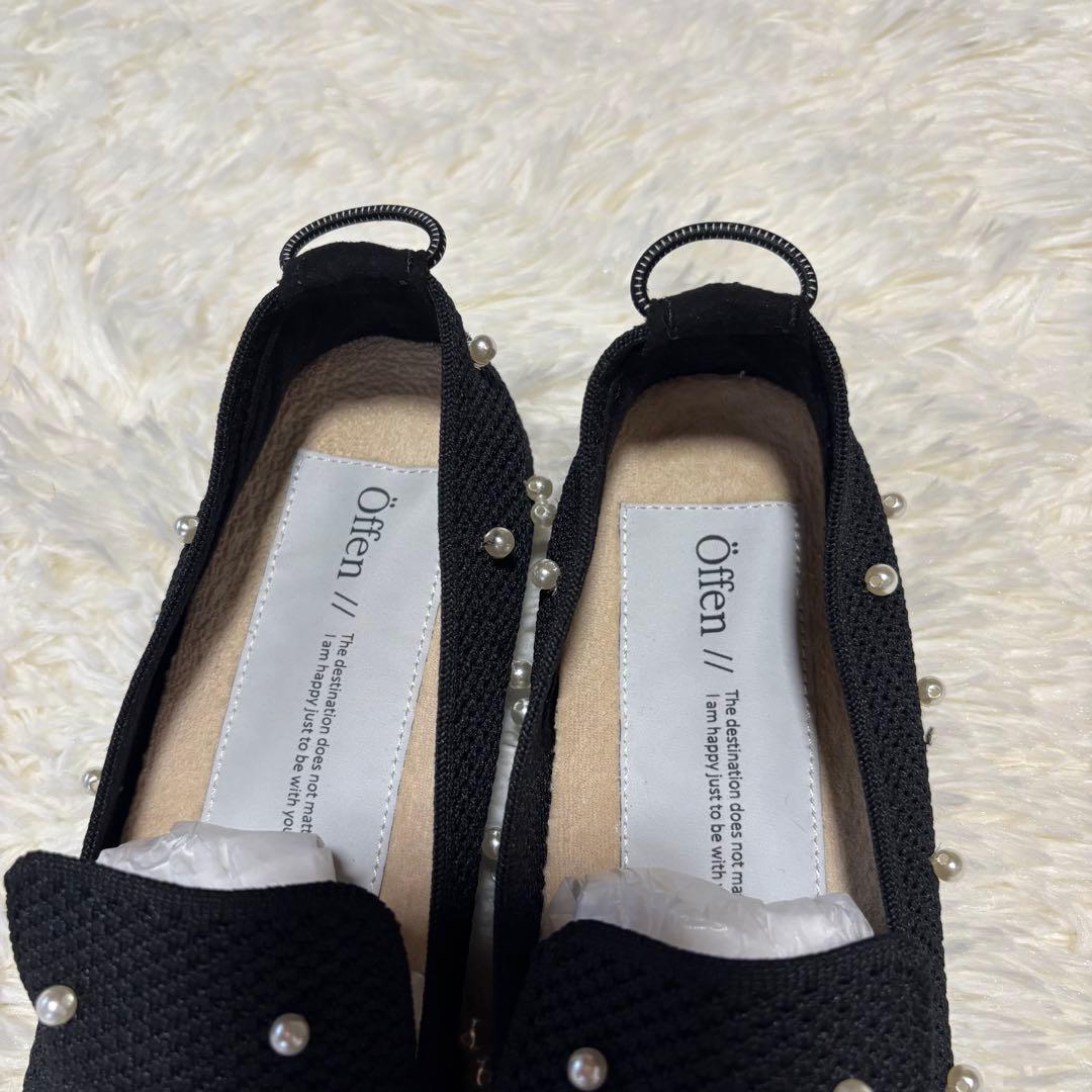 新品 オッフェン　offen パール　黒　ブラック　フラットシューズ 40