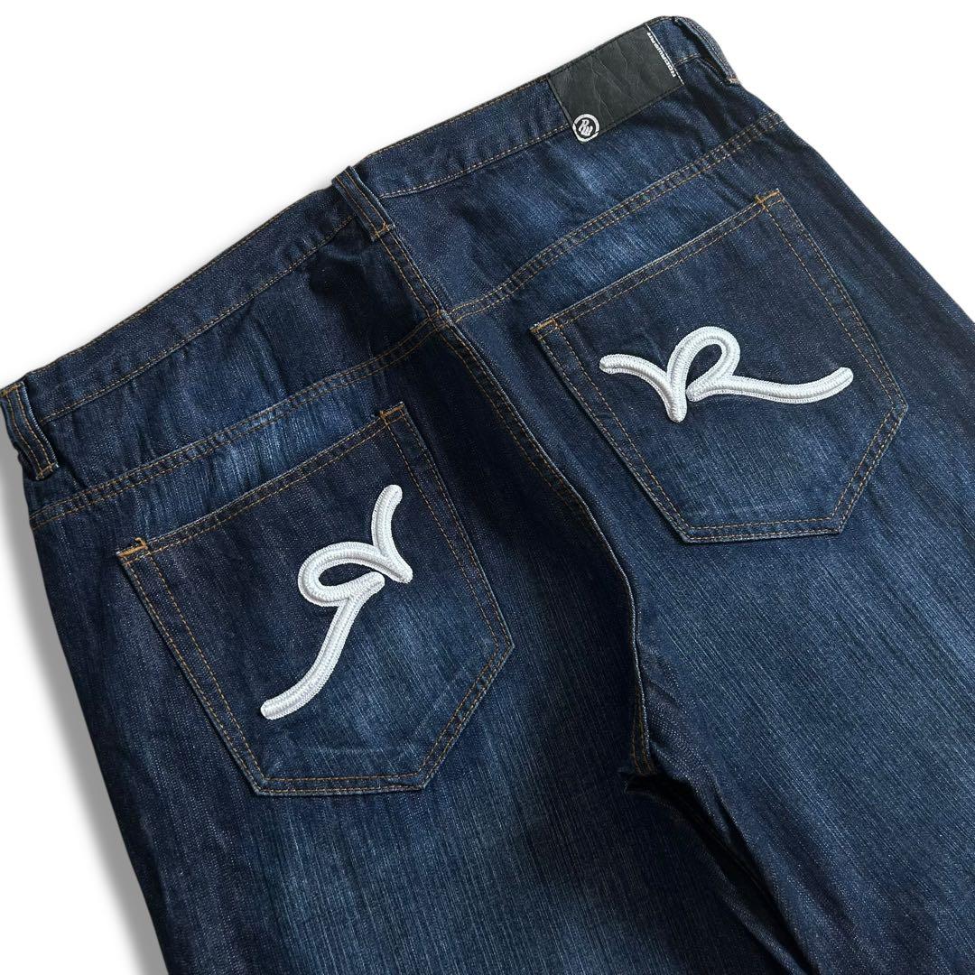 美品 希少 ロカウェア ROCAWEAR バギー デニム W40 デカロゴ 刺繍